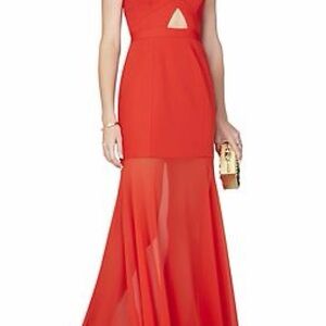 BCBGMaxAzria Vibrant Red Cutout Maxi Dress
